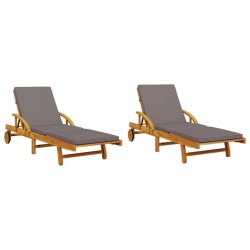 Chaises longues lot de 2 avec coussins 200x68x83 cm bois acacia 511057511057