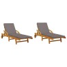 Chaises longues lot de 2 avec coussins 200x68x83 cm bois acacia 511057511057