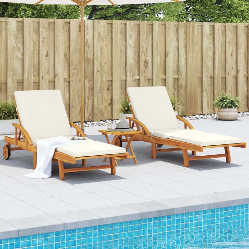 Chaises longues lot de 2 avec coussins 200x68x83 cm bois acacia 511058511058