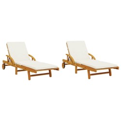 Chaises longues lot de 2 avec coussins 200x68x83 cm bois acacia 511058511058