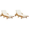 Chaises longues lot de 2 avec coussins 200x68x83 cm bois acacia 511058511058