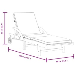 Chaises longues lot de 2 avec coussins 200x68x83 cm bois acacia 511058511058