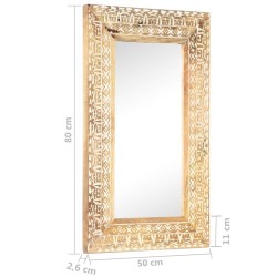 Miroir sculpté à la main 80x50x2,6 cm Bois de manguier solide 511063511063