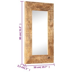 Miroir sculpté à la main 80x50x2,5 cm bois de manguier solide 511064511064