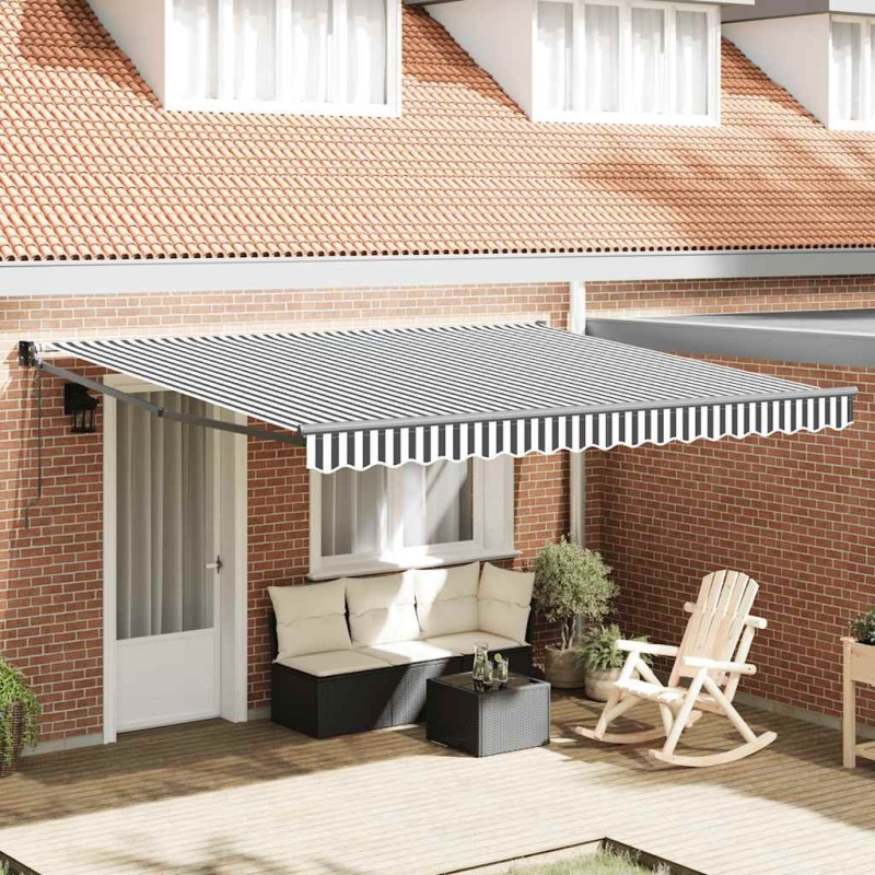Auvent rétractable anthracite et blanc 4x3 m tissu et aluminium 511069511069