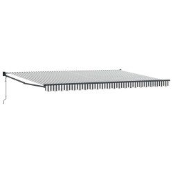Auvent rétractable anthracite et blanc 5x3 m tissu et aluminium 511070511070
