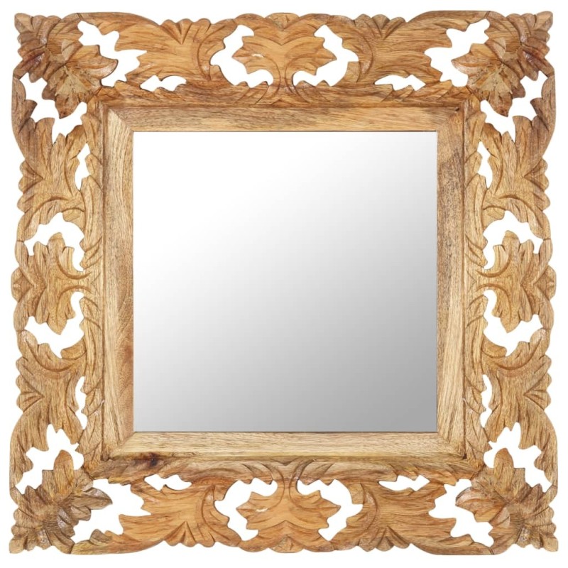 Miroir sculpté à la main Marron 50x50cm Bois de manguier massif 511073511073