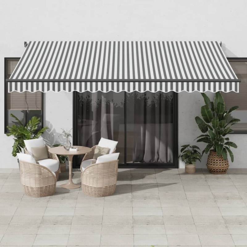 Auvent manuel rétractable avec LED anthracite blanc 450x350 cm 511074511074