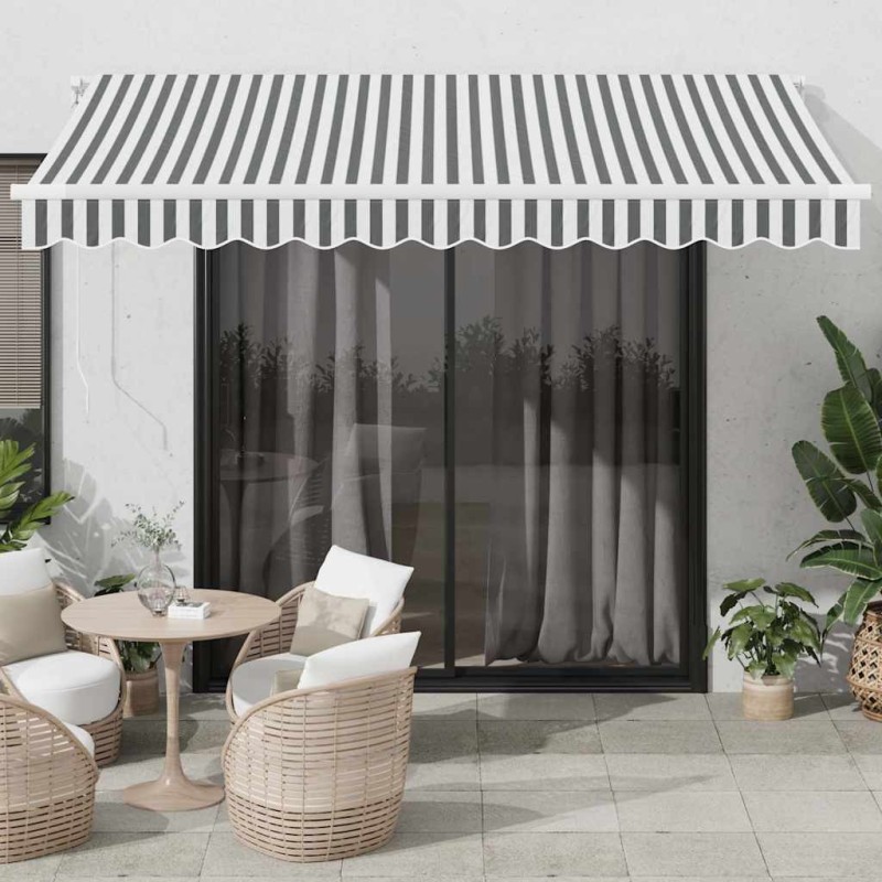 Auvent manuel rétractable anthracite et blanc 350x250 cm 511078511078