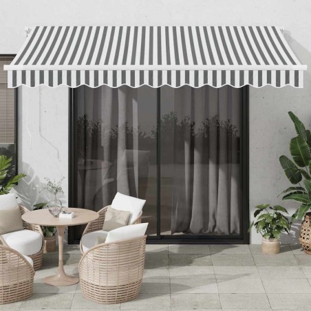 Auvent manuel rétractable anthracite et blanc 350x250 cm 511078511078