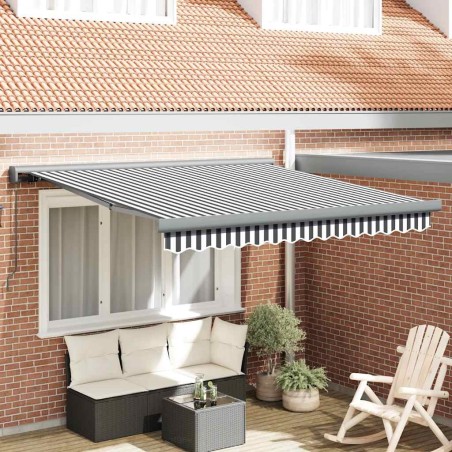 Auvent rétractable anthracite/blanc 3x2,5 m tissu et aluminium 511086511086