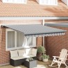 Auvent rétractable anthracite/blanc 3x2,5 m tissu et aluminium 511086511086