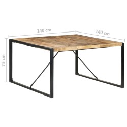 Table à manger 140x140x75 cm Bois de manguier brut 511112511112