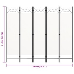 Cloison de séparation 5 panneaux Blanc 200x180 cm 511133511133