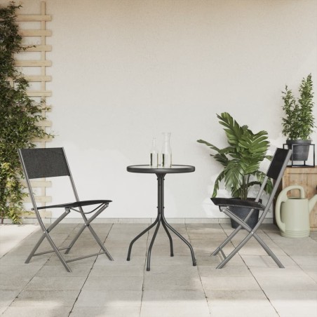 Ensemble à manger de jardin 3 pcs noir acier 511189511189