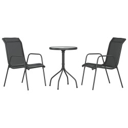 Ensemble à manger de jardin 3 pcs noir acier 511190511190