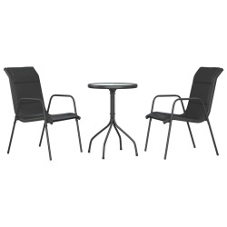 Ensemble à manger de jardin 3 pcs noir acier 511191511191