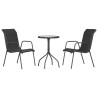 Ensemble à manger de jardin 3 pcs noir acier 511191511191