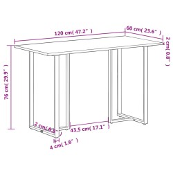 Table à manger 120 cm Bois de manguier brut 511214511214