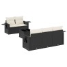 Salon de jardin 6 pcs avec coussins noir résine tressée 511220511220