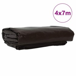Bâche 650g / m² Marron 4 x 7 m Toile avec revêtement en PVC 511336511336
