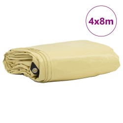 Bâche 650g / m² Beige 4 x 8 m Toile avec revêtement en PVC 511370511370