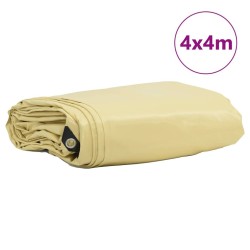 Bâche 650g / m² Beige 4 x 4 m Toile avec revêtement en PVC 511373511373