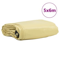 Bâche 650g / m² Beige 5 x 6 m Toile avec revêtement en PVC 511489511489