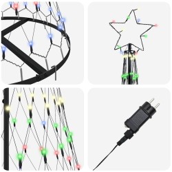 Arbre de Noël LED avec 230 LED Multicolore 184,5 cm Métal 511497511497