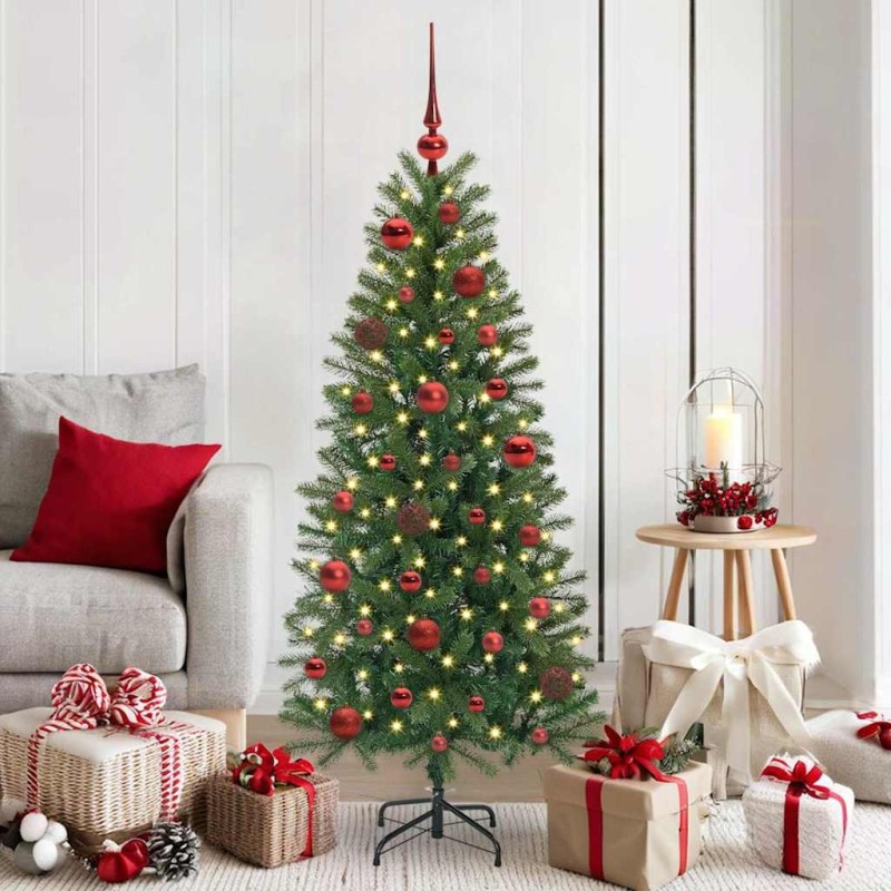 Ensemble de Boules de Noël avec 150 LED 61 pcs Rouge Plastique 511501511501