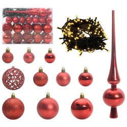 Ensemble de Boules de Noël avec 150 LED 61 pcs Rouge Plastique 511501511501