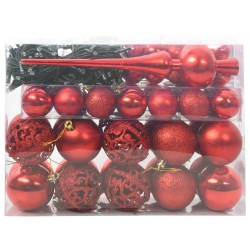 Ensemble de Boules de Noël avec 150 LED 61 pcs Rouge Plastique 511501511501