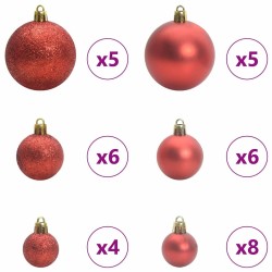Ensemble de Boules de Noël avec 150 LED 61 pcs Rouge Plastique 511501511501