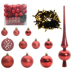 Ensemble de Boules de Noël avec 300 LED 120 pcs Rouge Plastique 511502511502