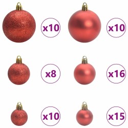 Ensemble de Boules de Noël avec 300 LED 120 pcs Rouge Plastique 511502511502