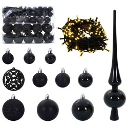 Ensemble de Boules de Noël avec 150 LED 61 pcs Noir Plastique 511503511503