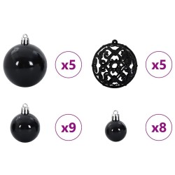 Ensemble de Boules de Noël avec 150 LED 61 pcs Noir Plastique 511503511503