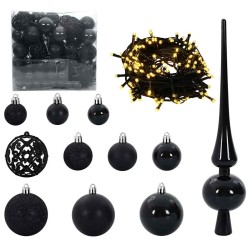 Ensemble de Boules de Noël avec 300 LED 120 pcs Noir Plastique 511504511504