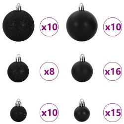 Ensemble de Boules de Noël avec 300 LED 120 pcs Noir Plastique 511504511504