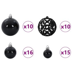 Ensemble de Boules de Noël avec 300 LED 120 pcs Noir Plastique 511504511504