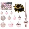 Ensemble de Boules de Noël avec 150 LED 61 pcs Rose Plastique 511505511505