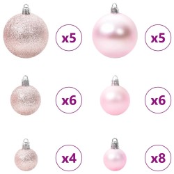 Ensemble de Boules de Noël avec 150 LED 61 pcs Rose Plastique 511505511505