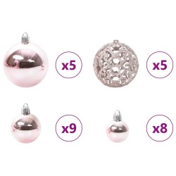 Ensemble de Boules de Noël avec 150 LED 61 pcs Rose Plastique 511505511505