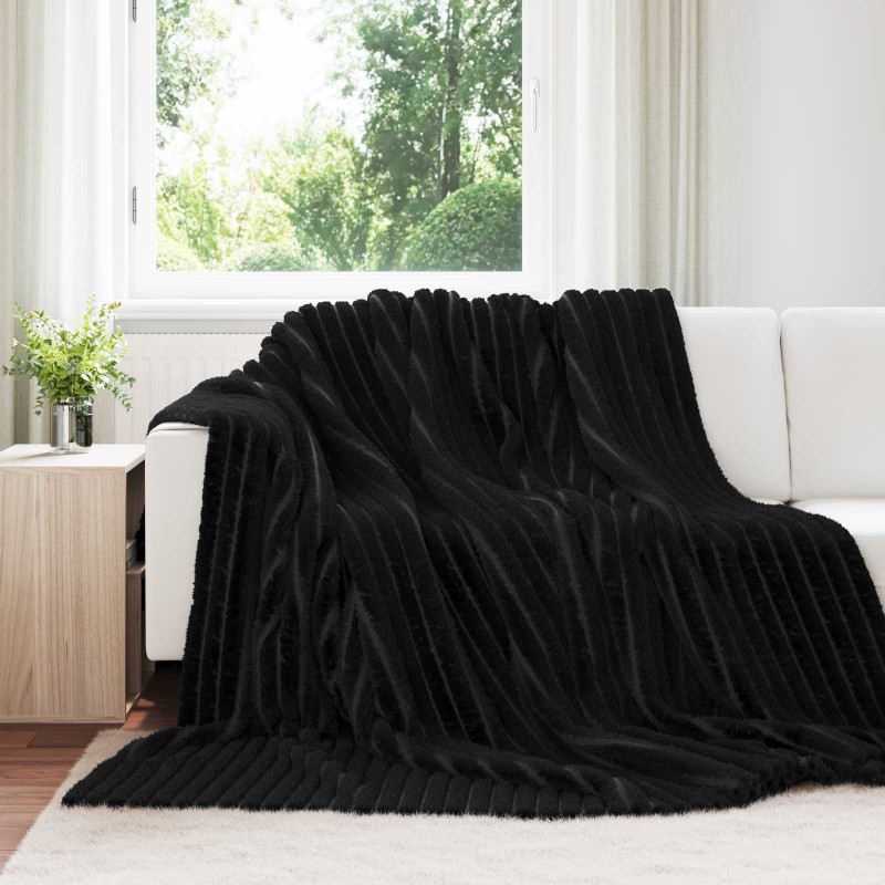 Couvertures à jeter 6 pcs Noir 240 x 220 cm Toison 511543511543