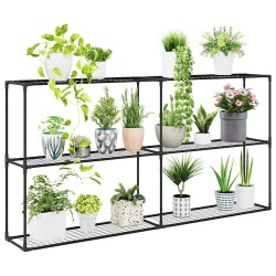Support de plantes à 3 niveaux Noir 200 x 32 x 104 cm Acier 511676511676
