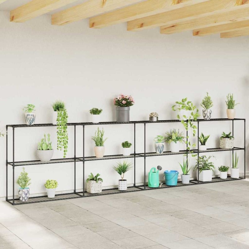 Support de plantes à 3 niveaux Noir 400 x 32 x 104 cm Acier 511678511678