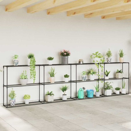 Support de plantes à 3 niveaux Noir 400 x 32 x 104 cm Acier 511678511678