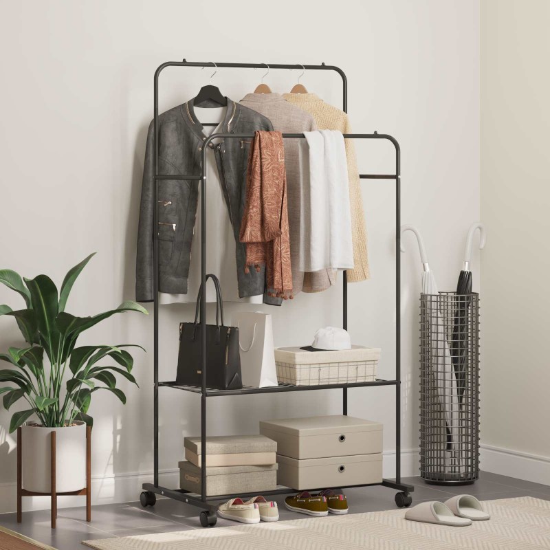 Porte-vêtements avec étagère avec roue Noir 80 x 53 x 156 cm 511685511685