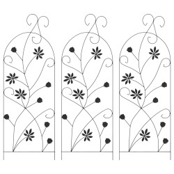 Clôture de jardin 3 pcs Noir 112 x 39,5 cm Acier 511693511693