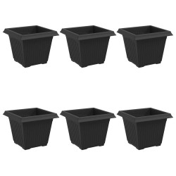 Pot de Fleurs Carré 6 pcs Noir 20 x 20 x 16 cm Plastique 511744511744